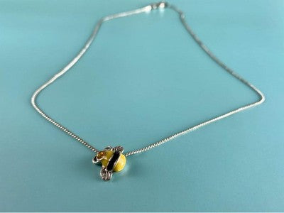 Chain With Pendant "Bee" ( CZ & Enamel )