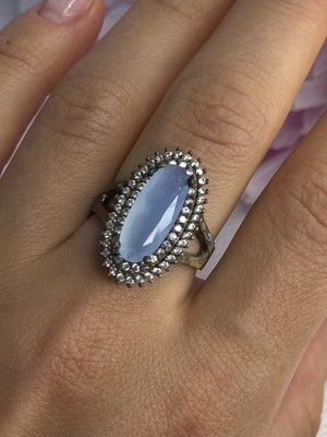 925 Sterling Silver Crystal & CZ Ring Size 9