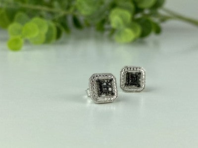 925 Sterling Silver Black Spinel Stud Earrings