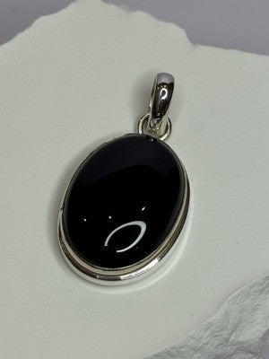 925 Sterling Silver Black Onyx Pendant Length 1.7 Inch