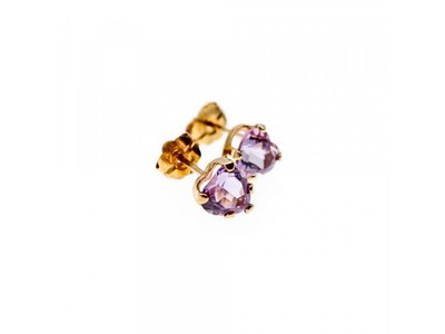10K Yellow Gold Tanzanite Hearts Earrings