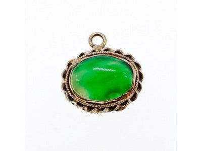 Vintage 925 Sterling Silver Green Agate Pendant