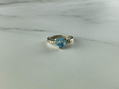 925 Sterling Silver Topaz "Heart" Ring Size 8
