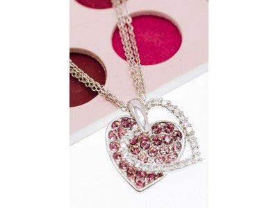 925 Sterling Silver CZ "Heart" Triple Chain With Pendant