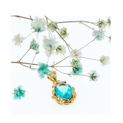 925 Sterling Silver Gold Plated Aquamarine "Ocean" Pendant