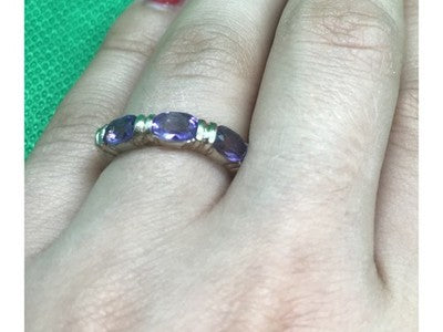 925 Sterling Silver Amethyst Ring Size 6.5