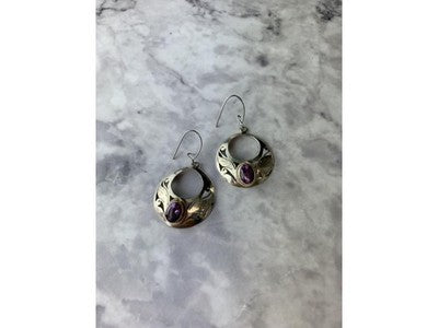 Vintage 925 Sterling Silver Amethyst Earrings