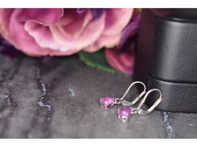 925 Sterling Silver Pink Spinel Earrings