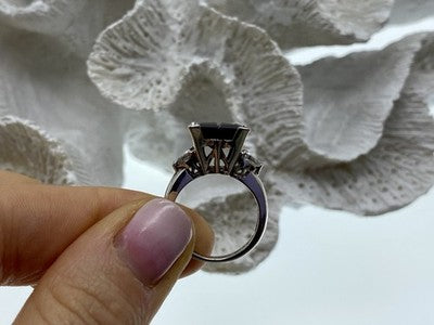 925 Sterling Silver Spessartine & Goshenite Ring Size 6.5