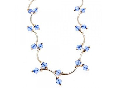 925 Sterling Silver Blue Jewelry glass in Italian style Necklace