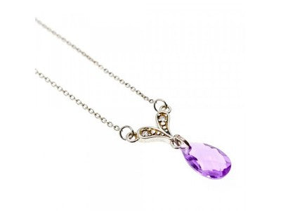 925 Sterling Silver Amethyst & CZ Necklace Pendant