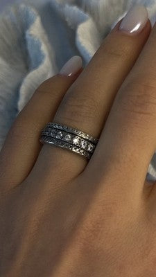 Spinner 925 Sterling Silver White Colorless Topaz Ring Size 7