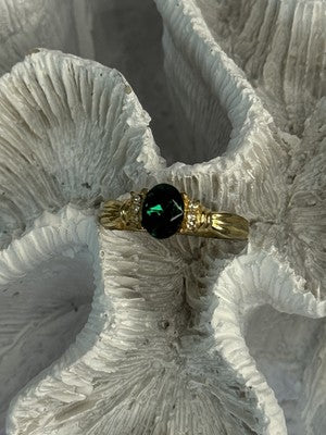 Gold Plated Green CZ Ring Size 9