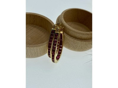 925 Sterling Silver Gold Plated Pink Spinel Earrings