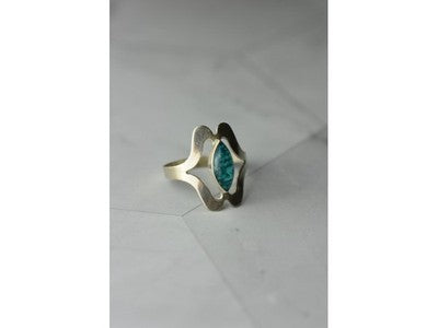 925 Sterling Silver Chinese Turquoise Ring Size 6.75 Mexico