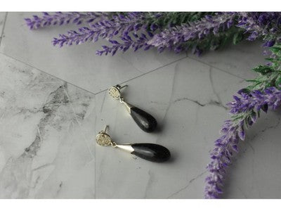925 Sterling Silver Black Jasper Stud Earrings