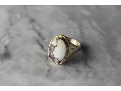 Vintage 925 Sterling Silver Moss Agate Ring Size 5.5