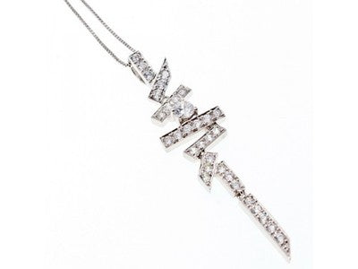 925 Sterling Silver CZ Chain With Pendant Italy