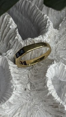 14K Yellow Gold Sapphire 0.33 CTW & Diamond 0.02 CTW Band Ring Size 6