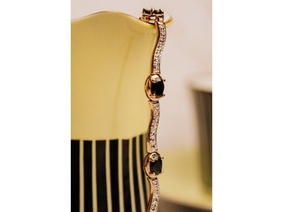 925 Sterling Silver Gold Plated Sapphires Bracelet