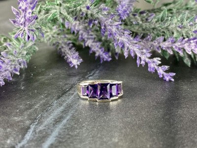 925 Sterling Silver Amethyst Ring Size 6.5