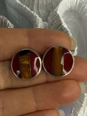 925 Sterling Silver Carnelian Earrings Length 0.70 Inch