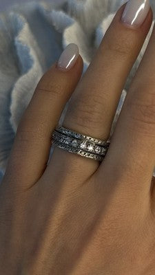 Spinner 925 Sterling Silver White Colorless Topaz Ring Size 7