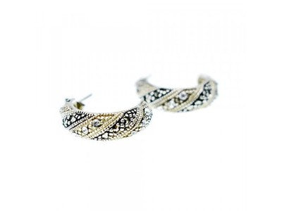 925 Sterling Silver CZ & Marcasites Stud Earrings
