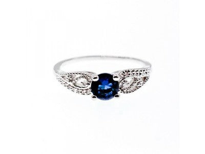 925 Sterling Silver Blue & White CZ Ring Size 7
