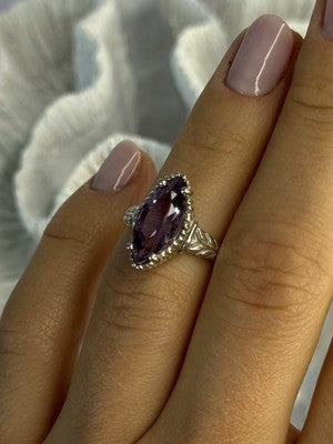 Kabana 925 Sterling Silver Amethyst Ring Size 5