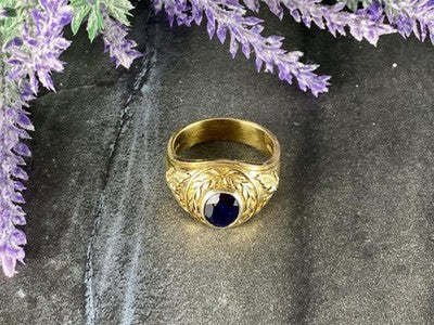 Men'S 925 Sterling Silver Gold Plated Sapphire Ring Size 12.5