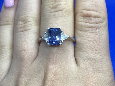 925 Sterling Silver Blue & White CZ Ring Size 7.5