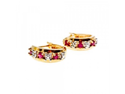 925 Sterling Silver Gold Plated Ruby Earrings