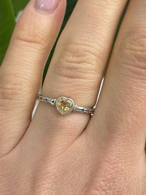ATI 925 Sterling Silver Citrine Heart  Ring Size 6.5