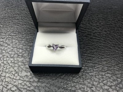 925 Sterling Silver Amethyst "Heart" Ring Size 8.5
