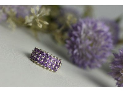 925 Sterling Silver Purple Tourmaline Ring Size 8.5