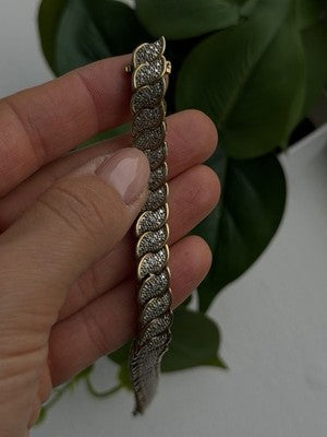 925 Sterling Silver Gold Tone Diamond Tennis Bracelet 7
