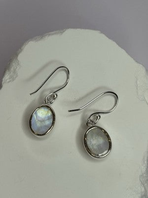 925 Sterling Silver Moonstone Earrings Length 1.1 Inch