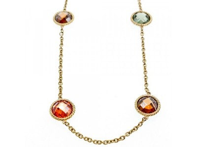 925 Sterling Silver Gold Plated Multicolor Jewelry Glass Necklace