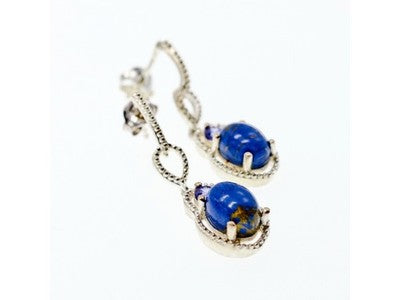 925 Sterling Silver Sodalite & Amethyst Earrings