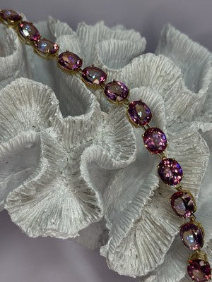 925 Sterling Silver Gold Plated Pink Mystic Topaz Bracelet Length 8.5 Inch