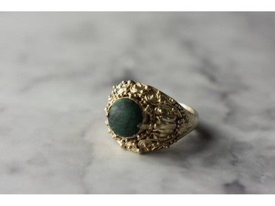 Vintage 925 Sterling Silver Malachite Ring Size 5.5