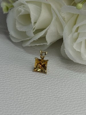 10K YELLOW GOLD CITRINE PENDANT LENGTH 0.40 INCH