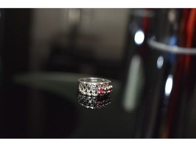 925 Sterling Silver Pink Topaz & Amethyst Ring Size 6.5