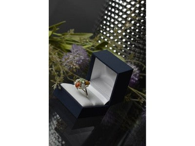 925 Sterling Silver Multicolor Agate, Nephrite & Amber Ring Size 10.25