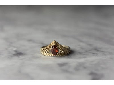 925 Sterling Silver Gold Plated Garnet Ring Size 5.5