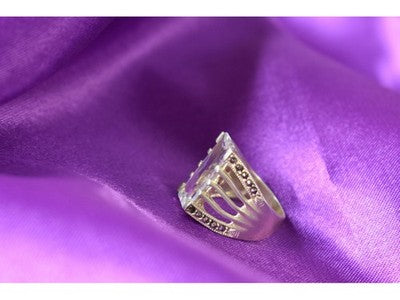 925 Sterling Silver CZ & Marcasites Ring Size 6.5