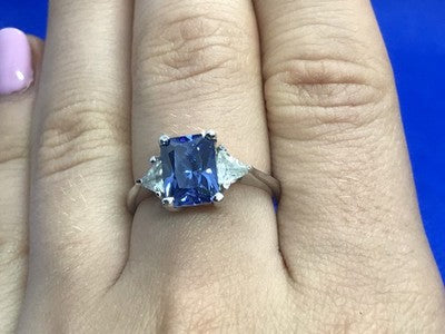 925 Sterling Silver Blue & White CZ Ring Size 7.5