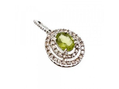 925 Sterling Silver Peridot & White Beryl Pendant