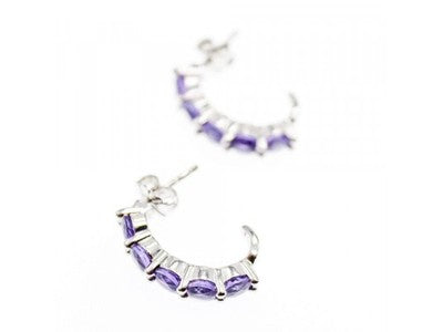 925 Sterling Silver Purple Tourmaline Earrings